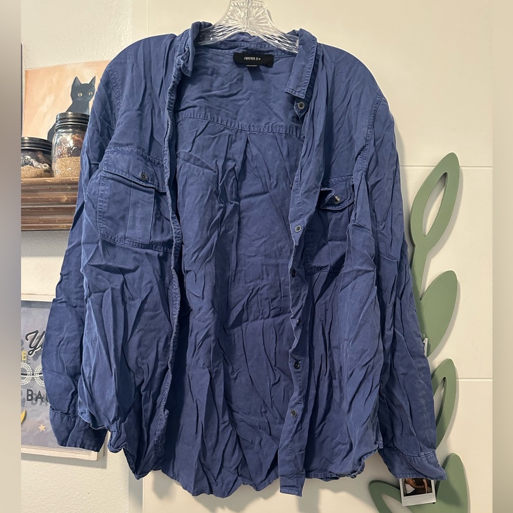 Faded Blue Button Up Long Sleeve
